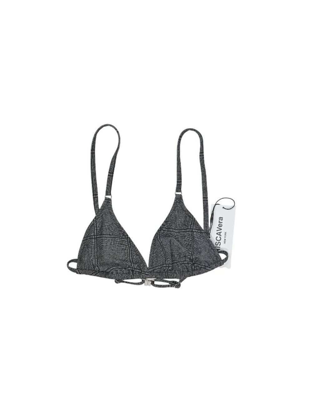 PRISCAVera Glen Check Classic Adjustable Triangle Bikini Top in Black